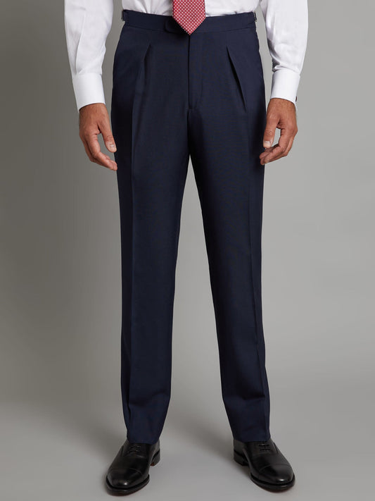 Pleated Suit Pants - Plain Navy