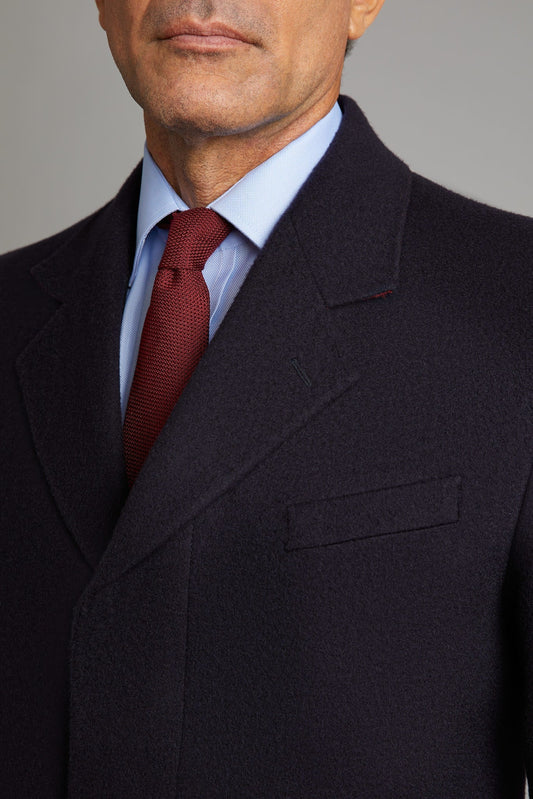Single Breasted Overcoat - Navy Cashmere Blend