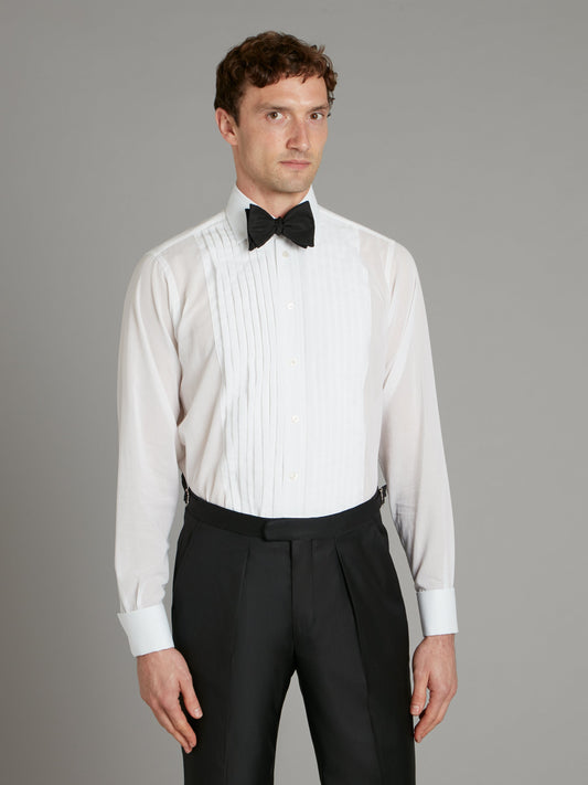 Luxury Pleated Tuxedo Shirt - Classic Collar