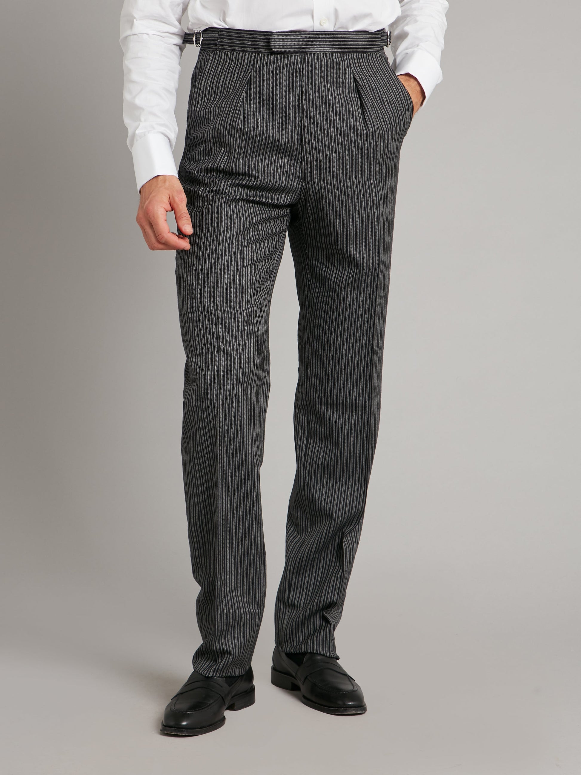 pleated luxury morning trousers black grey 1