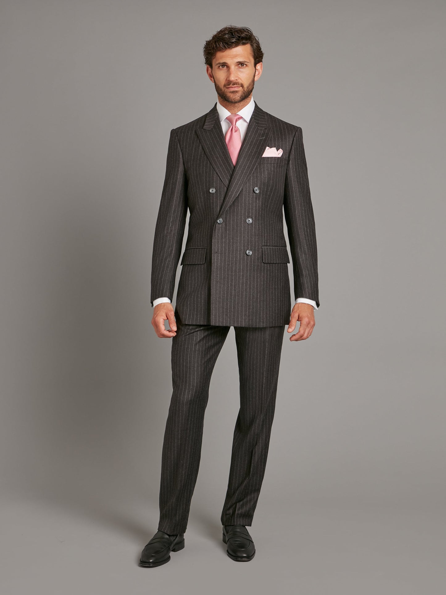 cadogan suit flannel chalk stripe charcoal 1