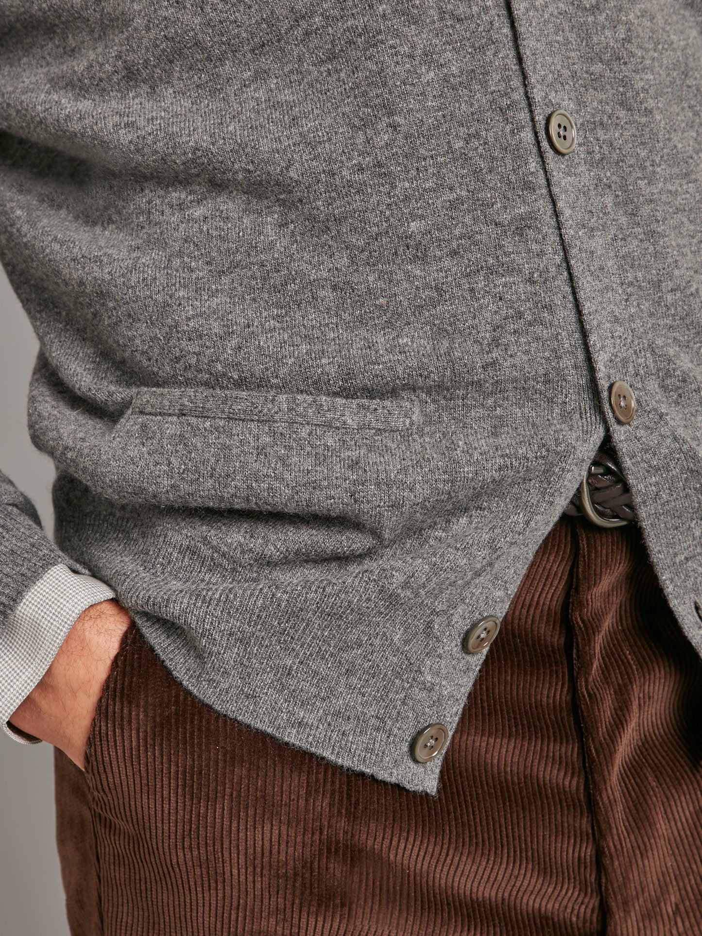 button down cardigan with collar derby grey 4