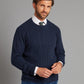 cashmere cable crew neck jumper navy 1