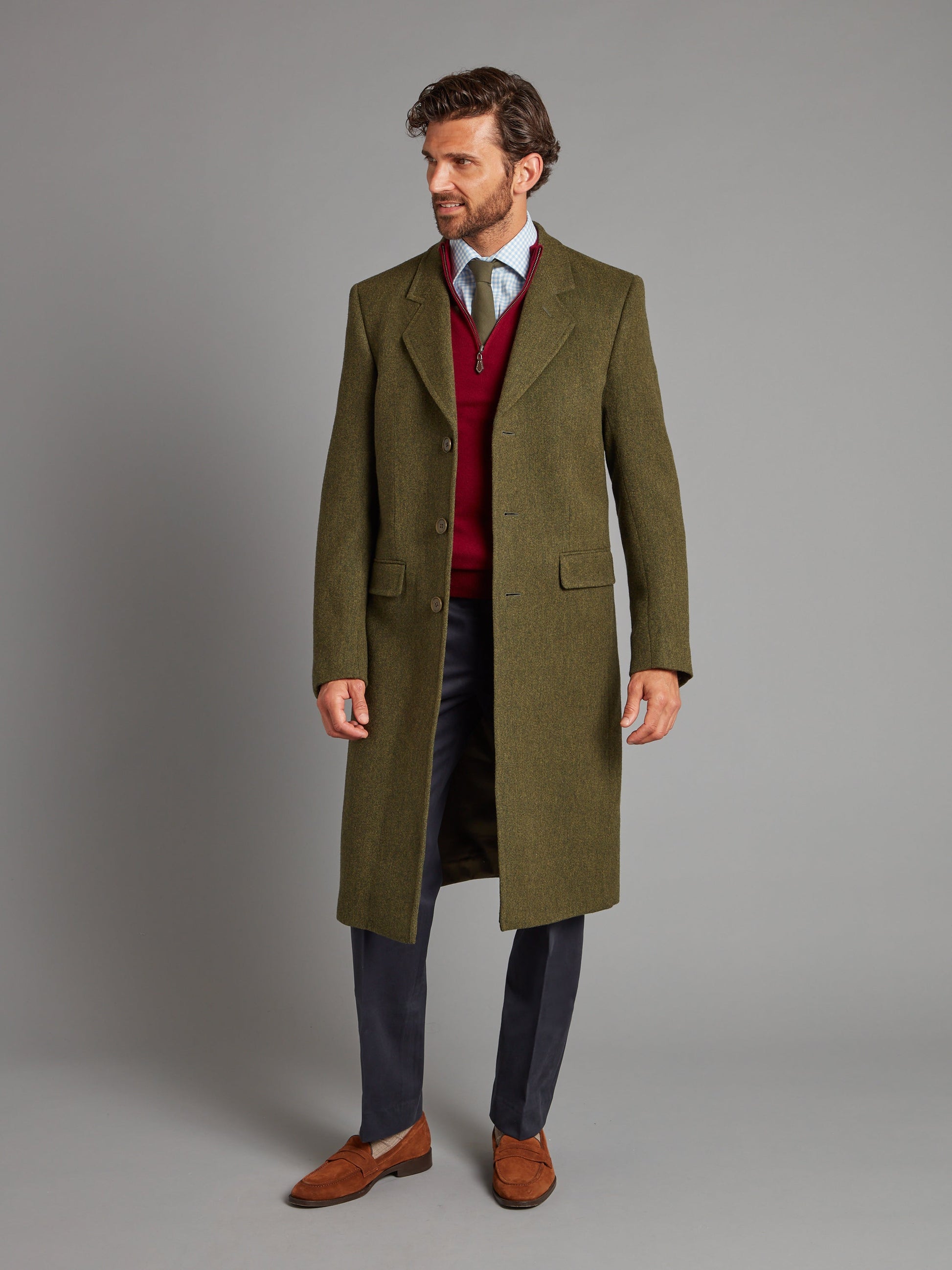 single breasted overcoat forest green 1