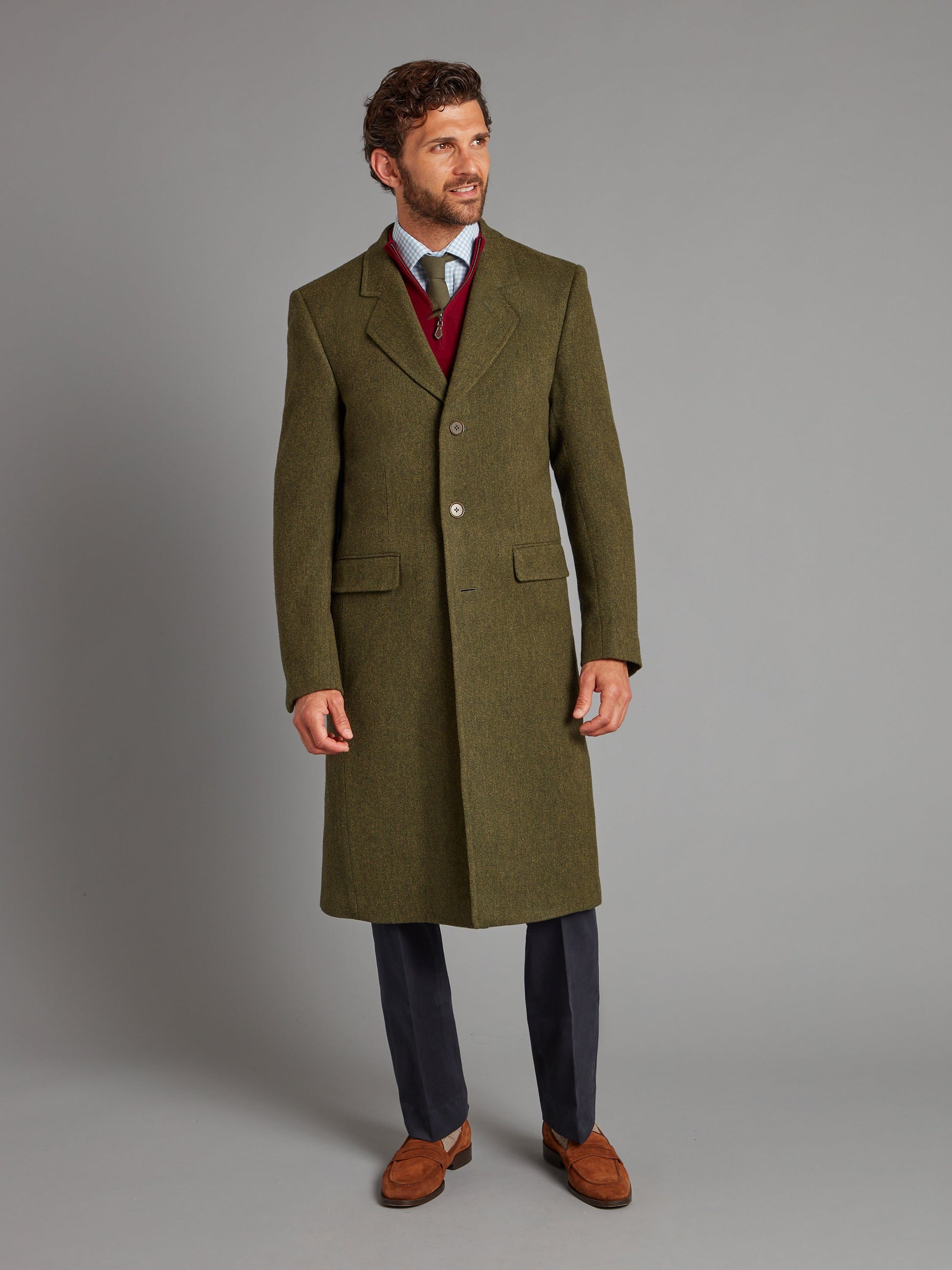 single breasted overcoat forest green 2