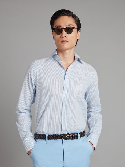 Amalfi Linen Shirt - Blue/White Stripe