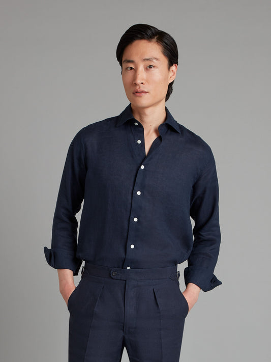 Amalfi Shirt Linen - Navy