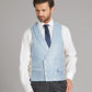 Double Breasted Waistcoat Woven Silk - Mid Blue
