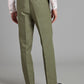 Flat Front Linen Trousers - Sage Green