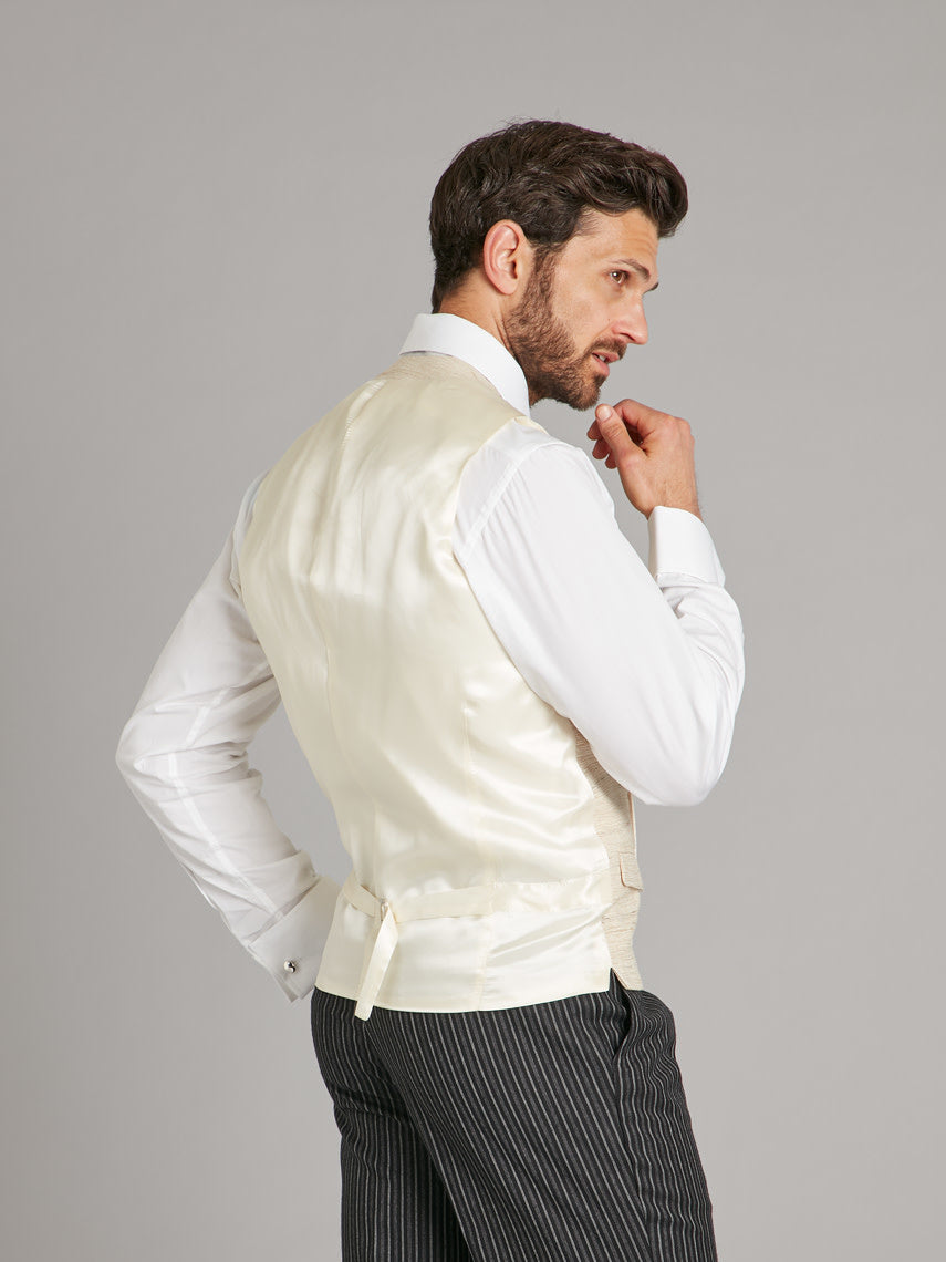 Double Breasted Waistcoat Woven Silk - Natural