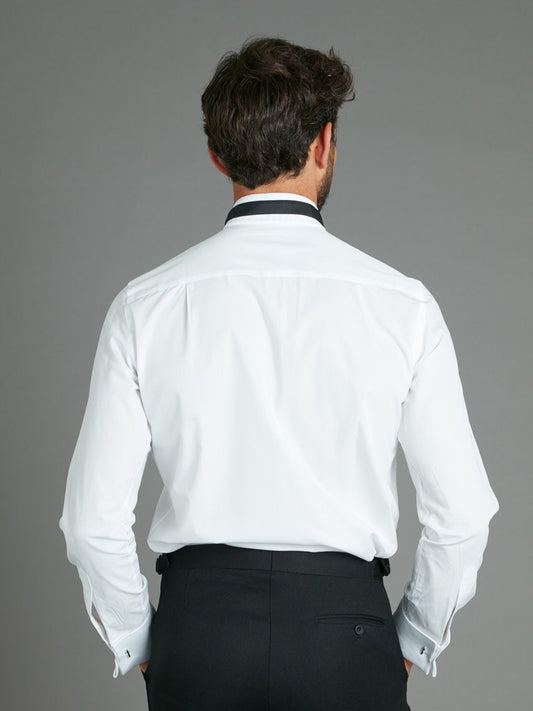 Marcella Tuxedo Shirt, Wing Collar - White
